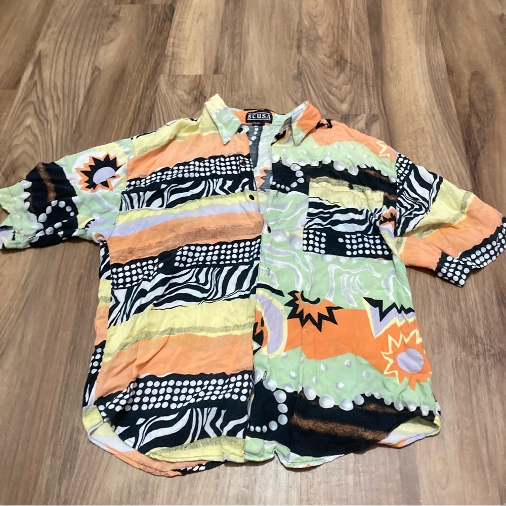 Scusa Patchwork Beach Cuban Style Button Up
